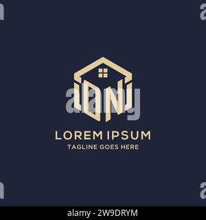 Initiales SUR le logo avec forme hexagonale abstraite de toit de maison, graphique vectoriel de conception de logo immobilier simple et moderne Illustration de Vecteur