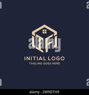 Initiales IF logo avec forme hexagonale de toit de maison abstraite, graphique vectoriel de conception de logo immobilier simple et moderne Illustration de Vecteur