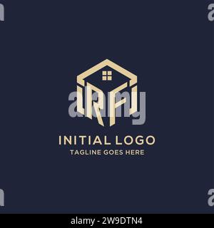Initiales RF logo avec forme hexagonale de toit de maison abstraite, graphique vectoriel de conception de logo immobilier simple et moderne Illustration de Vecteur