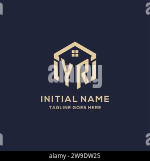 Initiales YR logo avec forme hexagonale de toit de maison abstraite, graphique vectoriel de conception de logo immobilier simple et moderne Illustration de Vecteur