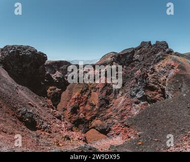 Paysage volcanique sur le volcan Chico, Isla Isabela dans les îles Galapagos, Équateur Banque D'Images