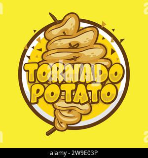 Logo Tornado Potato. Pomme de terre torsadée en spirale. Conception vectorielle de mascotte de pomme de terre Illustration de Vecteur