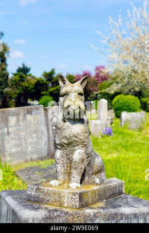 Monument funéraire d'un chien au cimetière animalier Ilford PDSA, Ilford, Angleterre Banque D'Images