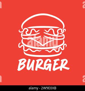 Burger simple logo Design. Logo Orange Burger. Logos Cool Burger Illustration de Vecteur
