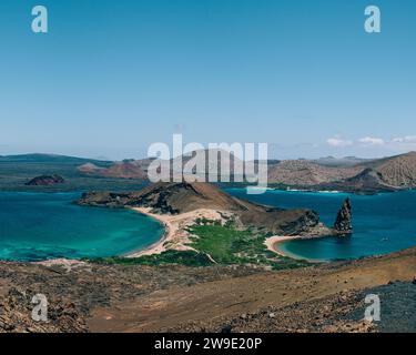 Pinnacle Rock vista à Bartolome Island, Galapagos Island Banque D'Images