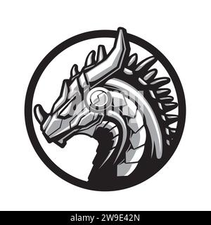 ROBO Dragon Gaming logo Design Black Silhouette Illustration de Vecteur