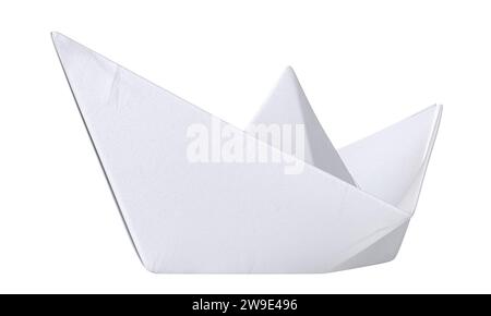 bateau en papier origami 3d rendu isolé sur blanc Banque D'Images