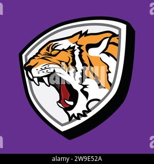 Conception vectorielle de logo Angry Tiger Roaring Illustration de Vecteur