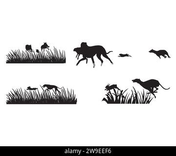 Chien chien chien de chasse lapin, chasse lapin, chien de chasse SVG, chasseur de lapin avec Beagles, chiens chassant lapin, fichier SVG chiens Beagle Illustration de Vecteur