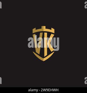 Initiales VK logo monogramme avec graphisme vectoriel de conception de style bouclier Illustration de Vecteur