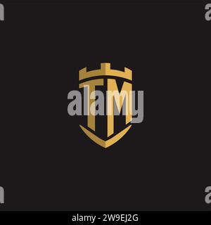 Monogramme du logo initiales TM avec graphisme vectoriel de style bouclier Illustration de Vecteur