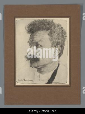 Reproduction d'un portrait signé de Stijn Streuvels, Anonyme, d'après Jules Fonteyne, dans ou après 1910 portrait collotype d'écrivain sur papier imprimé photomécanique Banque D'Images