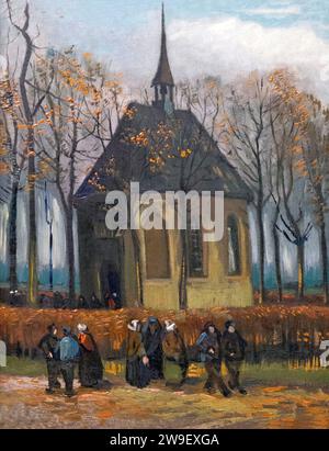 Congrégation quittant l’Église réformée de Nuenen, Vincent van Gogh, 1884-1885, Banque D'Images