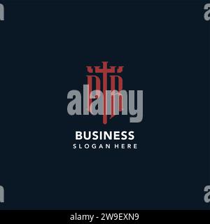 PR initiales monogramme logos avec des idées de conception de forme d'épée et de bouclier Illustration de Vecteur