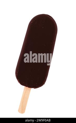barre classique de chocolat glacé choc-glace sur bâton, isolée Banque D'Images