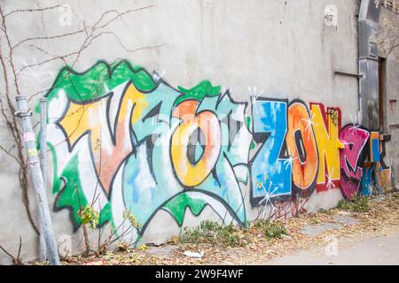 Zone graffiti au centre-ville de Montréal, Québec, Canada Banque D'Images