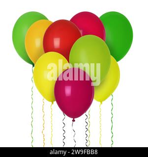Différents ballons colorés isolés sur blanc, ensemble Banque D'Images