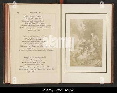 Production photographique d'une peinture, représentant le culte des bergers, anonyme, c. 1870 - c. 1875 photographie support photographique impression albumen adoration du Christ-enfant par les bergers ; Marie et Joseph présents Banque D'Images