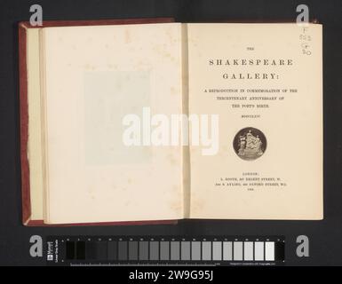 The Shakespeare Gallery une reproduction en commémoration du tricentenaire anniversaire de la naissance du poète, Stephen Ayling, 1864 livre London paper. support photographique. imprimé albumen velours (tissu tissé) Banque D'Images