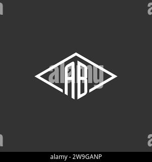 Initiales AB logo monogramme avec graphique vectoriel de conception de style ligne de diamant simple Illustration de Vecteur