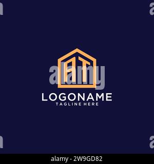 Initial AU logo avec la forme de la maison abstraite, le graphisme vectoriel d'idées de conception de logo immobilier moderne Illustration de Vecteur