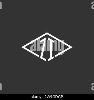 Initiales ZI logo monogramme avec graphique vectoriel de conception de style ligne de diamant simple Illustration de Vecteur