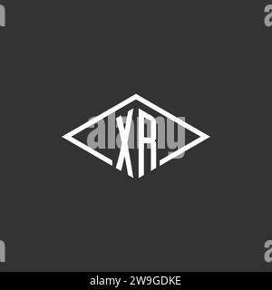 Initiales XR logo monogramme avec graphique vectoriel de conception de style ligne de diamant simple Illustration de Vecteur