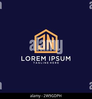 Logo JN initial avec forme de maison abstraite, design minimaliste moderne logo Realty design graphique vectoriel d'idées Illustration de Vecteur
