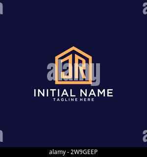 Logo JR initial avec forme de maison abstraite, design graphique vectoriel d'idées de logo Realty minimaliste moderne Illustration de Vecteur