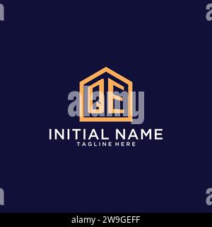 Logo QE initial avec la forme de la maison abstraite, design minimaliste moderne logo Realty design graphique vectoriel Illustration de Vecteur