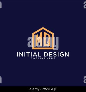 Logo MQ initial avec forme de maison abstraite, design minimaliste moderne logo Realty idées graphiques vectorielles Illustration de Vecteur