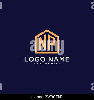 Logo NP initial avec forme de maison abstraite, design moderne minimaliste logo Realty design graphique vectoriel d'idées Illustration de Vecteur