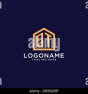 Logo OT initial avec la forme de la maison abstraite, design minimaliste moderne logo Realty idées graphiques vectorielles Illustration de Vecteur