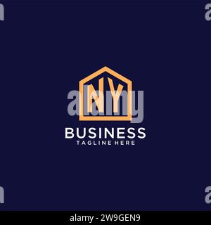 Logo NY initial avec la forme de la maison abstraite, design minimaliste moderne logo Realty idées graphiques vectorielles Illustration de Vecteur