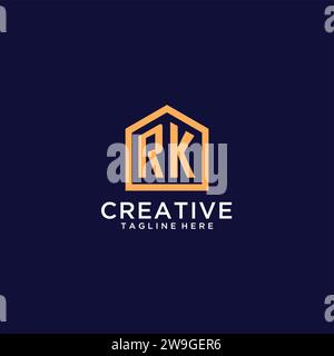 Logo RK initial avec forme de maison abstraite, design minimaliste moderne logo Realty design graphique vectoriel d'idées Illustration de Vecteur