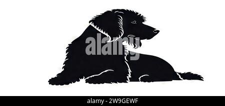 Silhouette noire d'un chien isolé sur fond blanc. Illustration de Vecteur