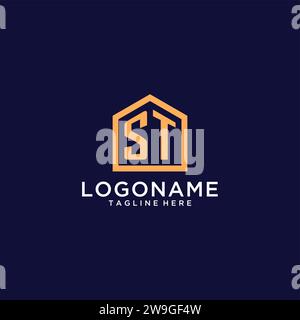 Logo ST initial avec forme de maison abstraite, design graphique vectoriel d'idées de design de logo immobilier minimaliste moderne Illustration de Vecteur