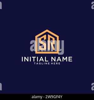 Logo SR initial avec forme de maison abstraite, design graphique vectoriel d'idées de logo Realty minimaliste moderne Illustration de Vecteur