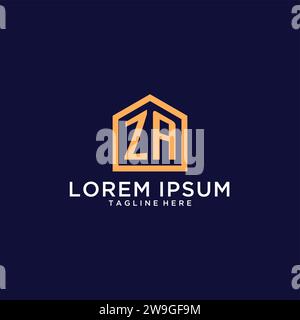 Logo ZA initial avec la forme de la maison abstraite, design minimaliste moderne logo Realty idées graphiques vectorielles Illustration de Vecteur