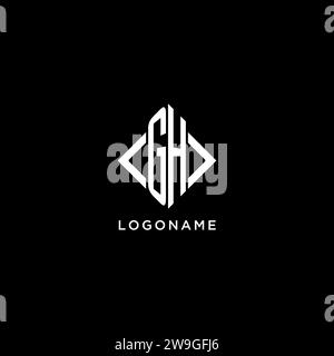 Monogramme initial de GH avec des idées de conception de logo de forme de losange Illustration de Vecteur