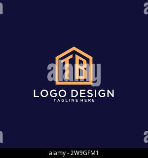 Logo TB initial avec forme de maison abstraite, graphisme vectoriel d'idées de conception de logo Realty minimaliste moderne Illustration de Vecteur