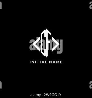 Cf monogramme initial avec des idées de conception de logo en forme de losange Illustration de Vecteur