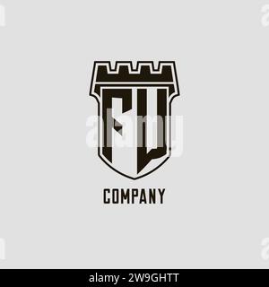 Monogramme FW avec logo Shield Fortress design style graphique vectoriel Illustration de Vecteur