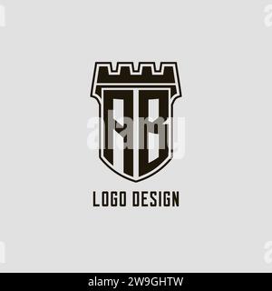 Monogramme AB avec logo bouclier forteresse logo design graphique vectoriel Illustration de Vecteur
