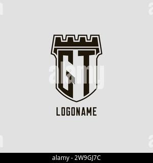 Monogramme GT avec logo Shield Fortress design style graphique vectoriel Illustration de Vecteur