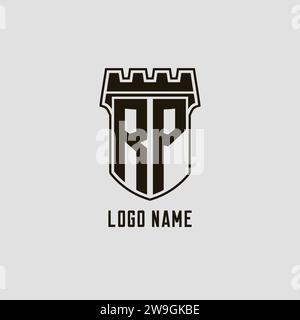 Monogramme RP avec logo bouclier forteresse logo design graphique vectoriel Illustration de Vecteur