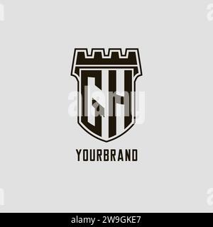 Monogramme GH avec logo bouclier forteresse logo design graphique vectoriel Illustration de Vecteur