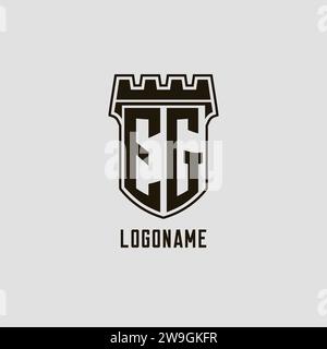 Monogramme EG avec logo Shield Fortress design style graphique vectoriel Illustration de Vecteur