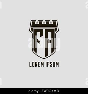 Monogramme FA avec logo bouclier forteresse logo design graphique vectoriel Illustration de Vecteur