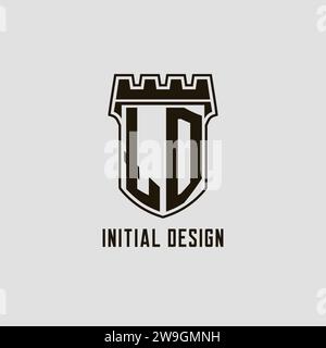 Monogramme LD avec logo Shield Fortress design style graphique vectoriel Illustration de Vecteur